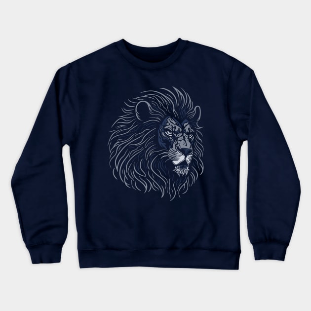 Majestic Lion Head - night Crewneck Sweatshirt by NeverDrewBefore